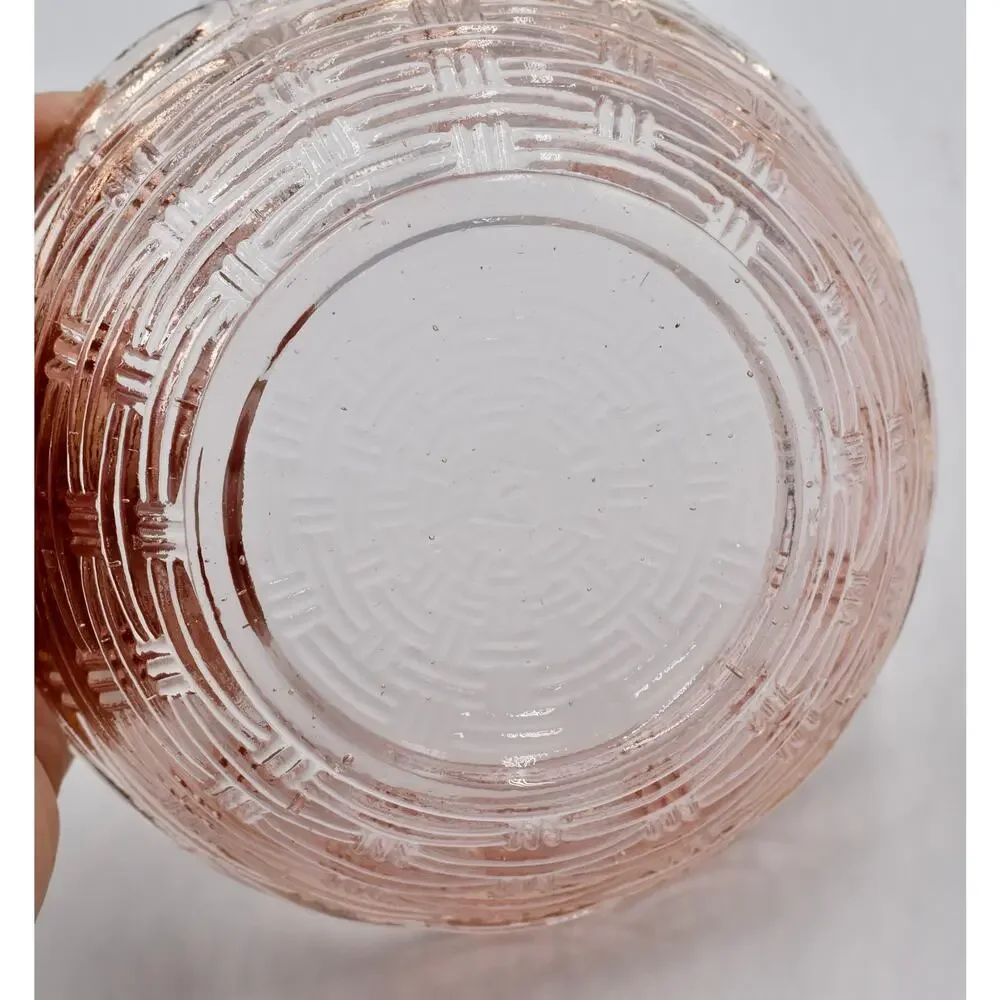 Vintage Hsinchu AA Imports Nesting Bird Pink Depression Glass Covered Bowl Dish